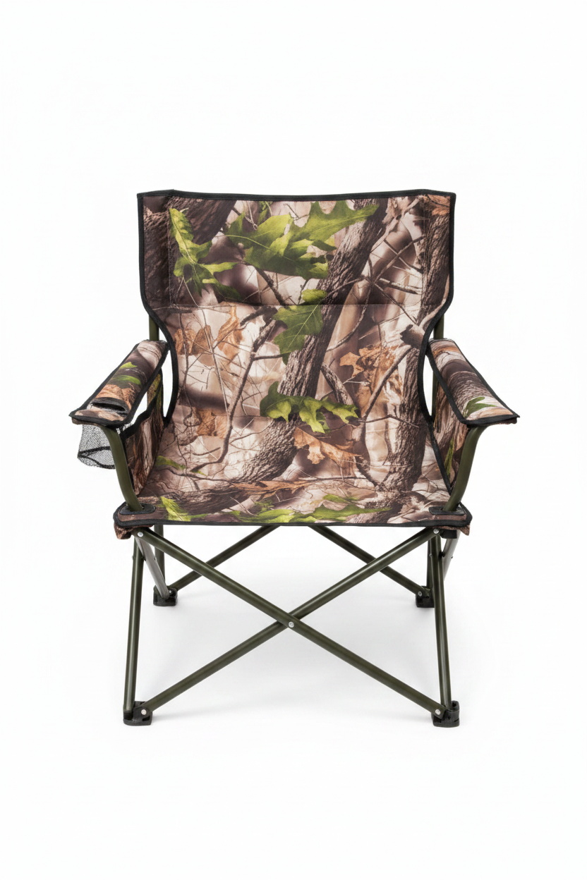 Camo Folding Chair with Armrests - Front