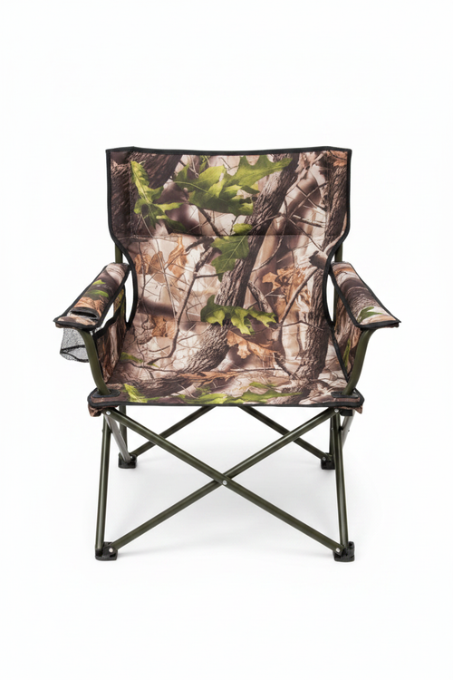 Camo Folding Chair with Armrests - Front