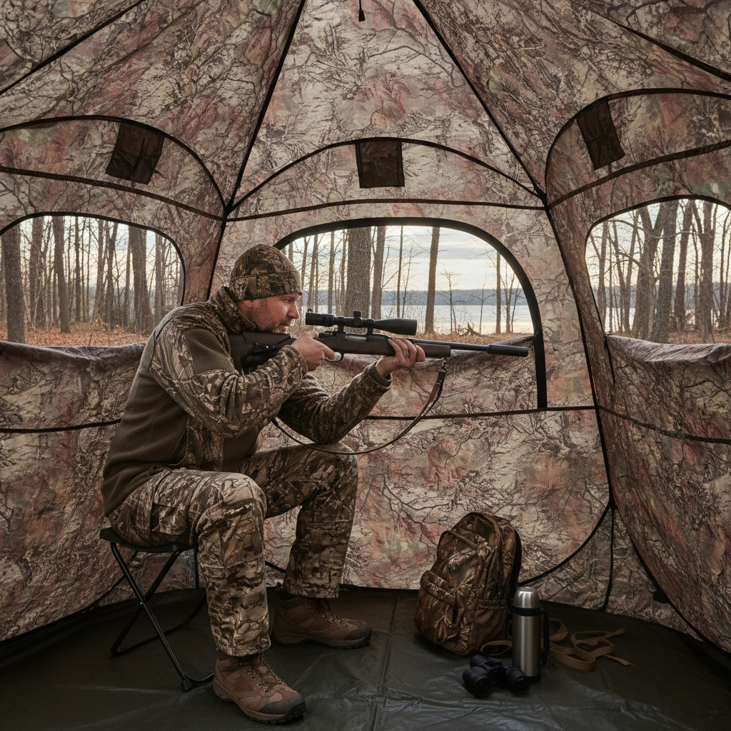 Camo Hunting Blind - Interior View