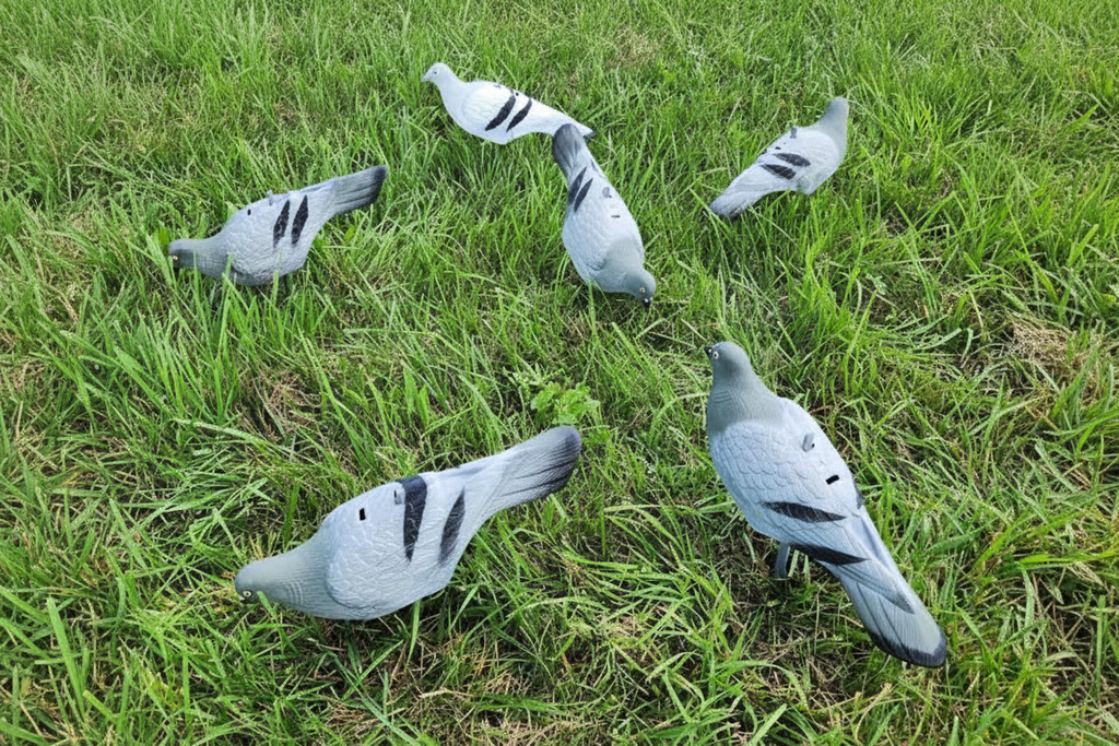 Pigeon Decoys on Grass 3