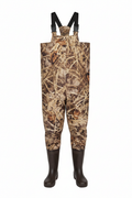 Camouflage Chest Waders with Rubber Boots — Reed Grass Camo