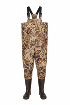 Camouflage Chest Waders with Rubber Boots — Reed Grass Camo