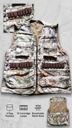 Men's Camouflage Hunting Vest with 10 Ammo Loops & Mesh Back