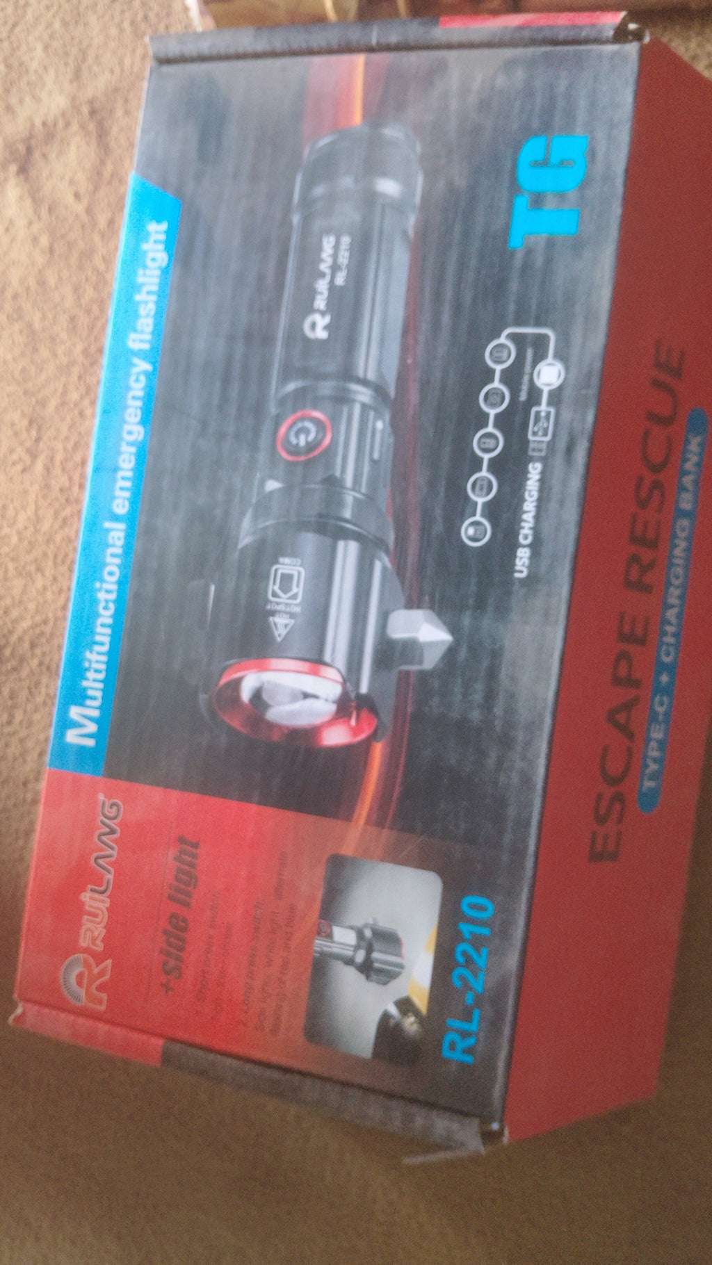 Ruilang RL-2210 product box showing Escape Rescue TG series packaging