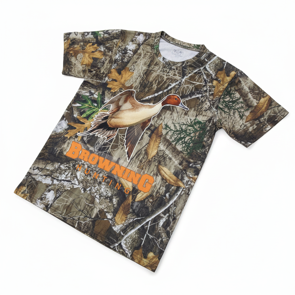Browning Hunting Camouflage T-Shirt — Flying Duck Graphic